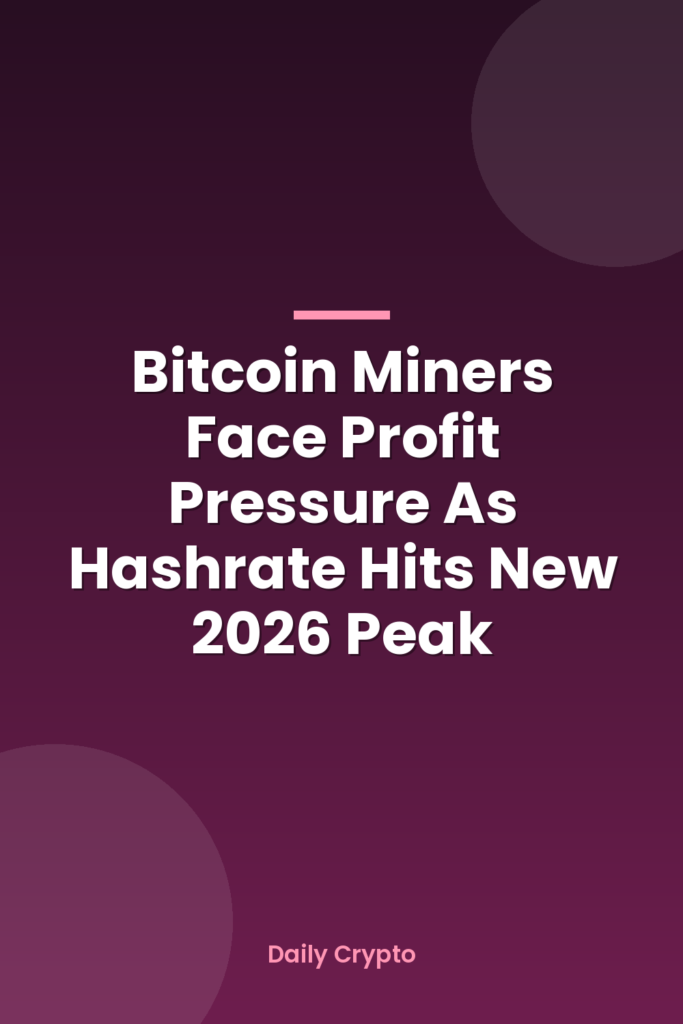 Bitcoin Miners Face Profit Pressure As Hashrate Hits New 2026 Peak