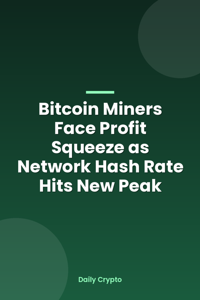 Bitcoin Miners Face Profit Squeeze as Network Hash Rate Hits New Peak